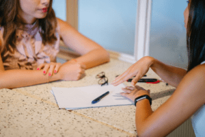 Two women discussing sex therapy in Palo Alto