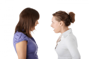 Adult sisters fighting.