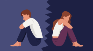 An illustration of a couple feeling lonely