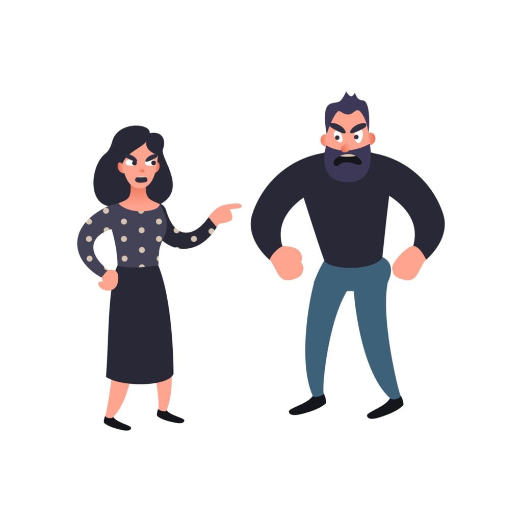 Vector image angry couple.