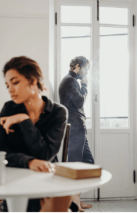 depressed couple in a room
